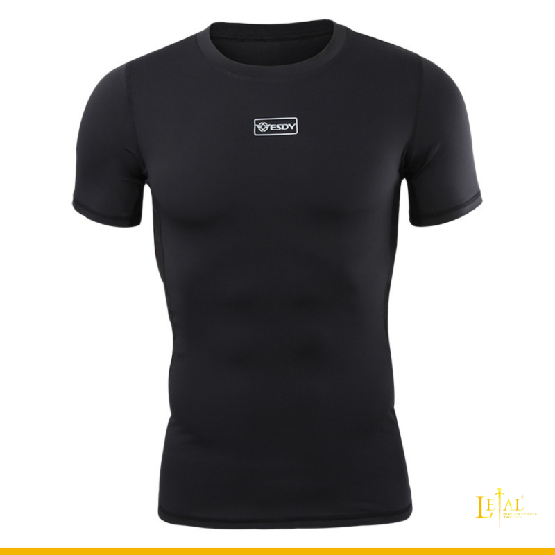 Polo fit táctico manga corta negro